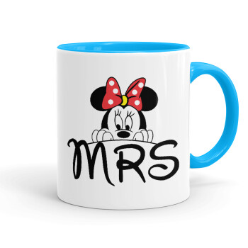 Minnie Mrs, Mug colored light blue, ceramic, 330ml