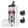 Travel Tumbler 2 Lids, with metal straw & cleaning brush (Stainless steel 304 Food grade, BPA free, 600ml)