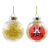 Transparent Christmas tree ball ornament with gold filling 8cm