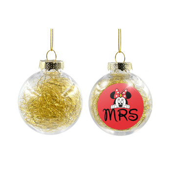 Minnie Mrs, Transparent Christmas tree ball ornament with gold filling 8cm