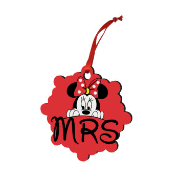 Minnie Mrs, Christmas ornament snowflake wooden 7.5cm