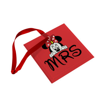 Minnie Mrs, Christmas ornament, glass square ornament 9x9cm