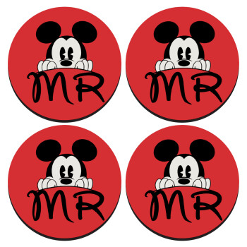 Mikey Mr, SET of 4 round wooden coasters (9cm)