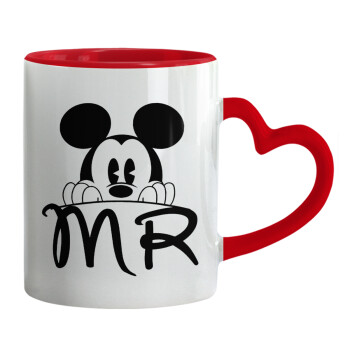 Mikey Mr, Mug heart red handle, ceramic, 330ml