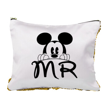 Mikey Mr, Sequin Gold Pouch Cosmetic Bag