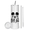 Eco friendly stainless steel tumbler 600ml, with metal straw & cleaning brush