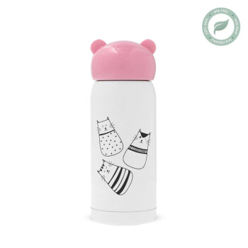 Cute cats, Pink stainless steel thermal flask, 320ml