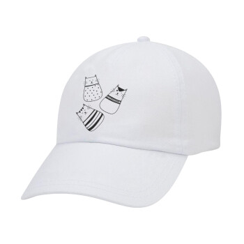 Cute cats, Καπέλο Ενηλίκων Baseball Λευκό 5-φύλλο (POLYESTER, ΕΝΗΛΙΚΩΝ, UNISEX, ONE SIZE)