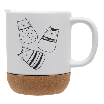 Cute cats, Ceramic coffee mug Cork (MAT), 330ml (1pcs)