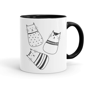 Cute cats, Mug colored black, ceramic, 330ml
