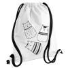 Backpack pouch GYMBAG white, with pocket (40x48cm) & thick cords