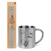 Easter Set, metallic thermal cup (300ml) & Easter aromatic flat candle (30cm) (GRAY)