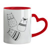 Mug heart red handle, ceramic, 330ml