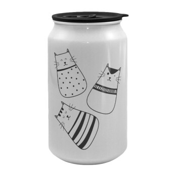 Cute cats, Κούπα ταξιδιού μεταλλική με καπάκι (tin-can) 500ml