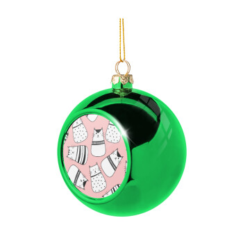 Cute cats, Green Christmas tree ornament ball 8cm