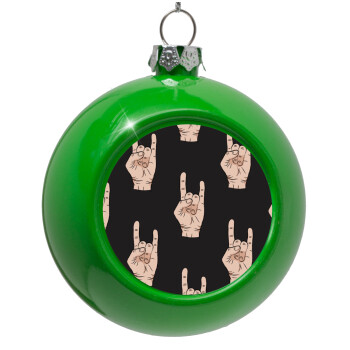 Rock hands, Green Christmas tree ornament bauble 8cm