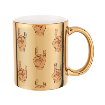 Rock hands, Mug ceramic, gold mirror, 330ml