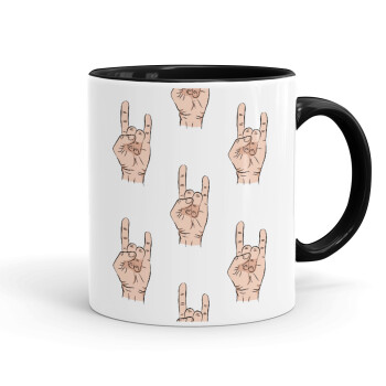 Rock hands, Mug colored black, ceramic, 330ml