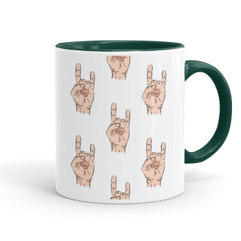 Rock hands, Mug colored green, ceramic, 330ml