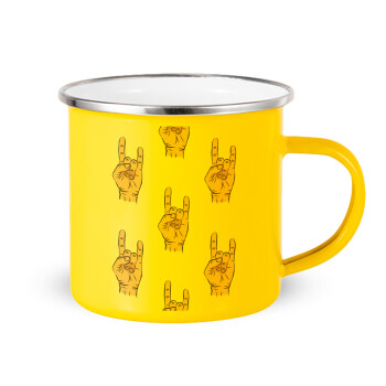 Rock hands, Yellow Enamel Metallic Cup 360ml