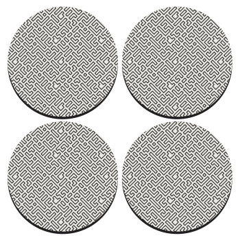 Doodle Maze, SET of 4 round wooden coasters (9cm)