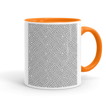 Doodle Maze, Mug colored orange, ceramic, 330ml