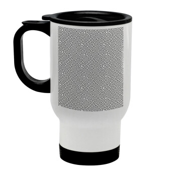 Doodle Maze, Stainless steel travel mug with lid, double wall white 450ml