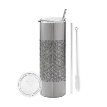 Doodle Maze, Tumbler stainless steel Silver 600ml, with metal straw & cleaning brush