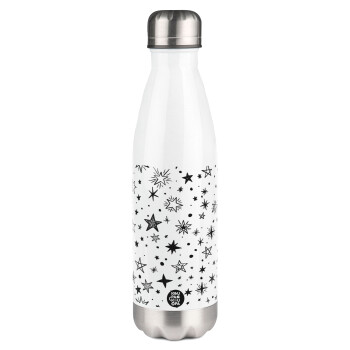 Doodle Stars, Metal mug thermos White (Stainless steel), double wall, 500ml