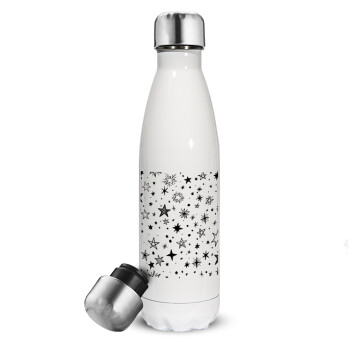 Doodle Stars, Metal mug thermos White (Stainless steel), double wall, 500ml