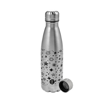 Doodle Stars, Metallic water bottle, stainless steel, 750ml