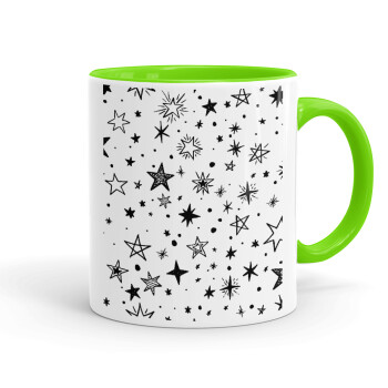 Doodle Stars, Mug colored light green, ceramic, 330ml