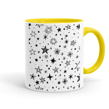 Doodle Stars, Mug colored yellow, ceramic, 330ml