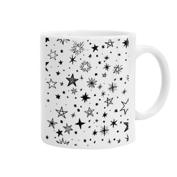 Doodle Stars, Ceramic coffee mug, 330ml (1pcs)
