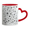 Mug heart red handle, ceramic, 330ml