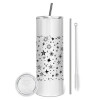 Eco friendly ποτήρι θερμό (tumbler) από ανοξείδωτο ατσάλι 600ml, με μεταλλικό καλαμάκι & βούρτσα καθαρισμού