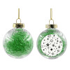 Transparent Christmas tree ball ornament with green filling 8cm