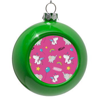 Happy Clouds Doodle, Green Christmas tree ornament bauble 8cm