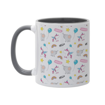 Happy Clouds Doodle, Mug colored grey, ceramic, 330ml