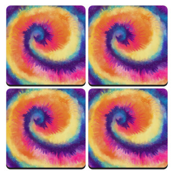 Tie Dye, ΣΕΤ 4 Σουβέρ ξύλινα τετράγωνα (9cm)