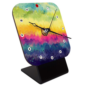 Tie Dye Hor, Quartz Wooden table clock with hands (10cm)