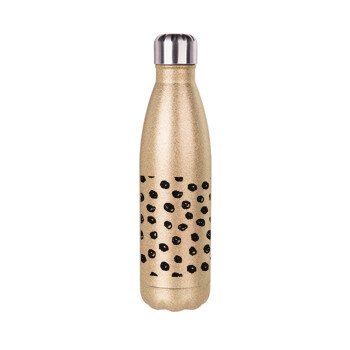 Doodle Dots, Glitter gold stainless steel thermos bottle, double-walled, 500ml