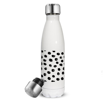 Doodle Dots, Metal mug thermos White (Stainless steel), double wall, 500ml