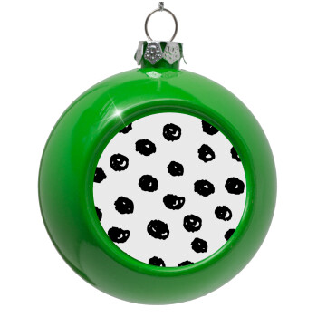 Doodle Dots, Green Christmas tree ornament bauble 8cm