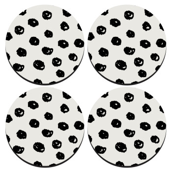 Doodle Dots, SET of 4 round wooden coasters (9cm)