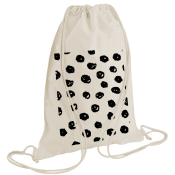 Doodle Dots, Backpack bag GYMBAG natural (28x40cm)