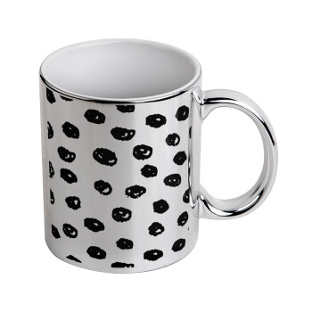 Doodle Dots, Mug ceramic, silver mirror, 330ml