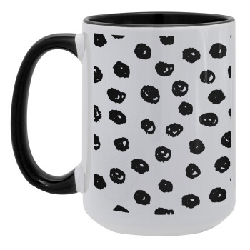 Doodle Dots, Κούπα Mega 15oz, κεραμική Μαύρη, 450ml