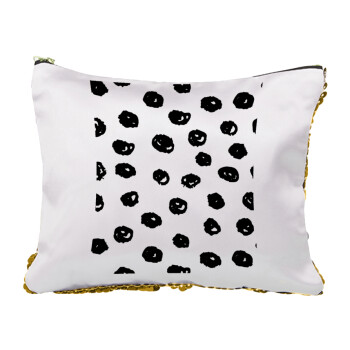 Doodle Dots, Sequin Gold Pouch Cosmetic Bag