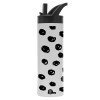 Metallic thermos bottle with straw & handle, stainless steel (Stainless steel 304), double-walled, 600ml.